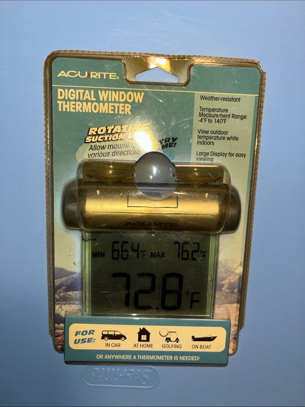Digital Window Thermometer - Gold